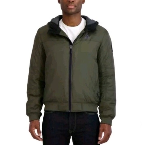 Gerry Men's Hooded‎ Bomber Jacket Polyfill Insulation Nylon Shell Green Medium - Picture 1 of 7